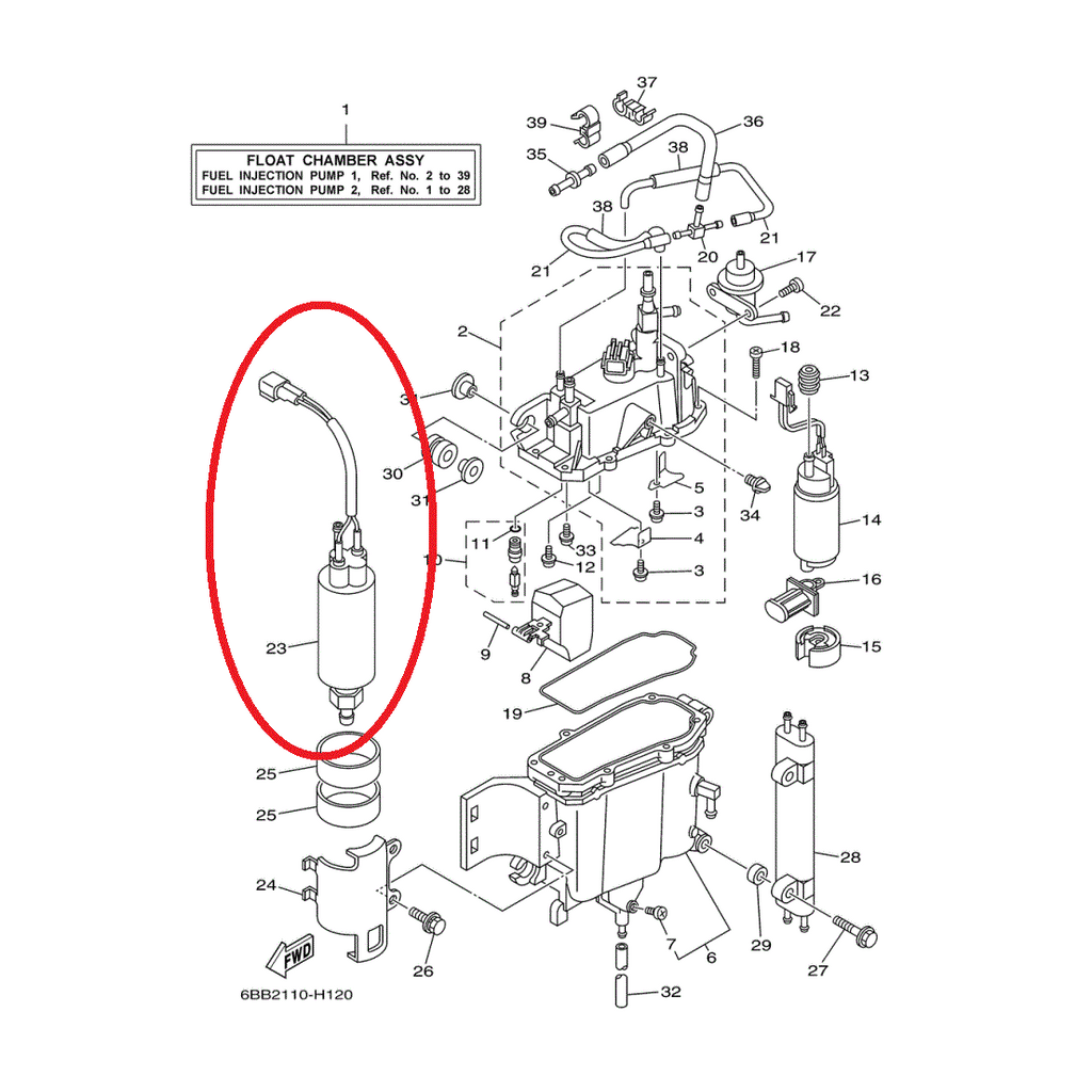 Fuel Pump for Yamaha Outboard 2006 and Later 200-250HP Replace OEM # 69J-24410-02-00 - fuelpumpfactory